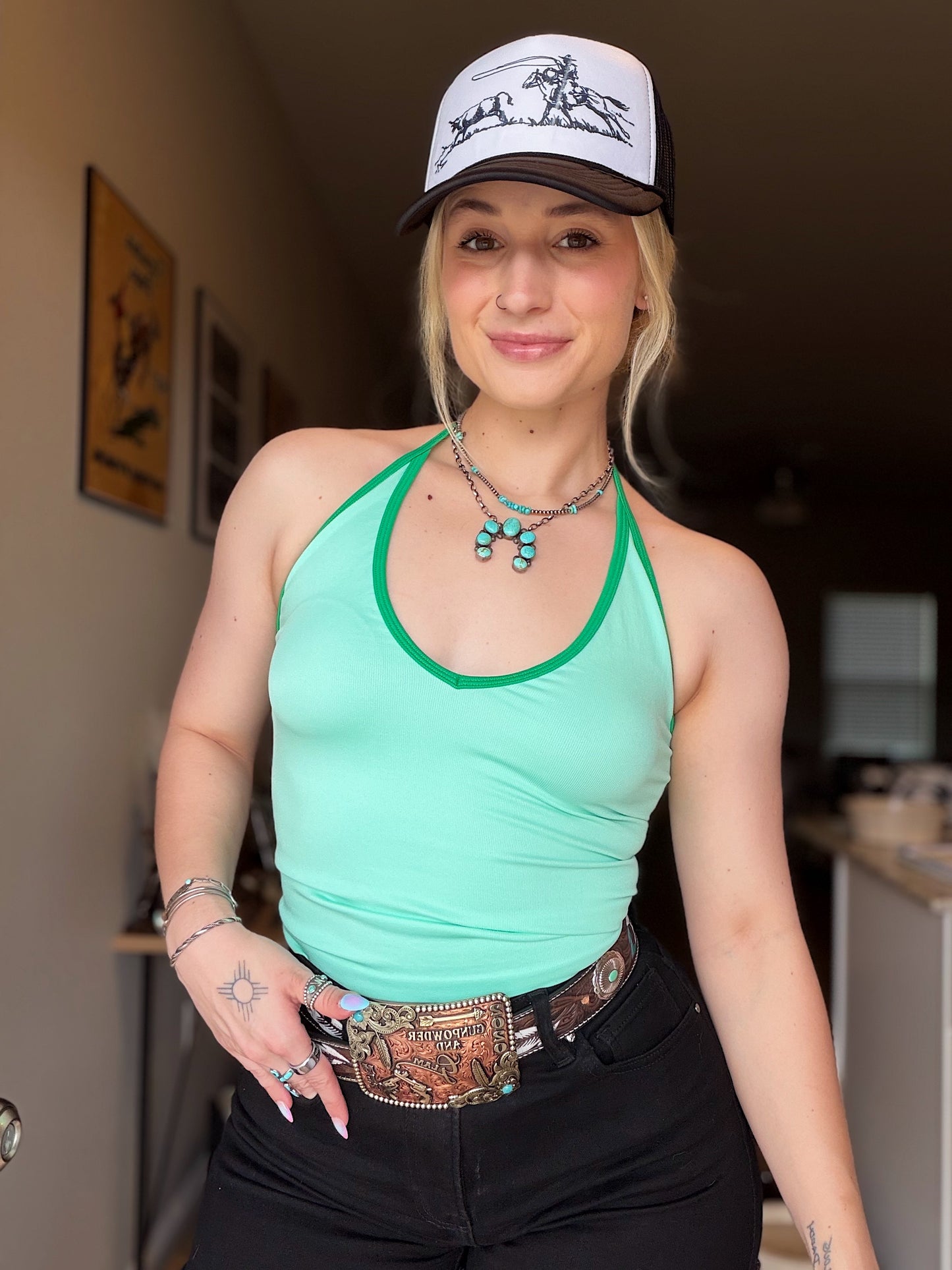Contrast Halter Top (Mint)