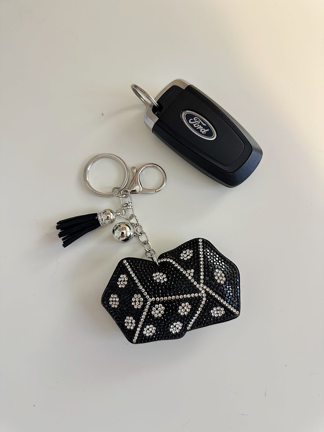 Rhinestone Dice Keychain