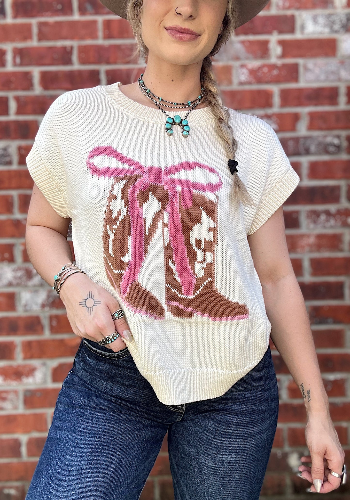 Boots & Bows Sleeveless Sweater