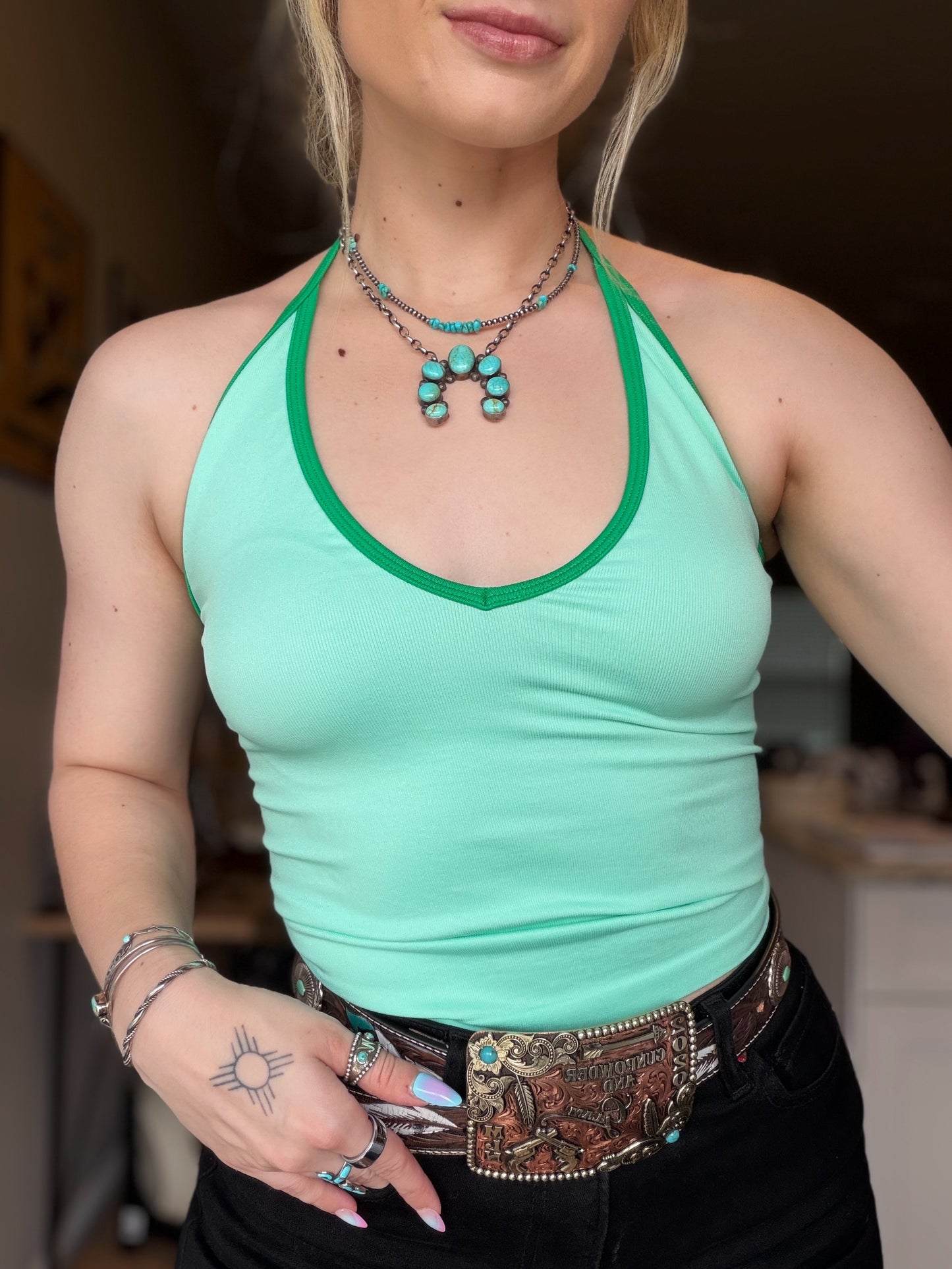 Contrast Halter Top (Mint)