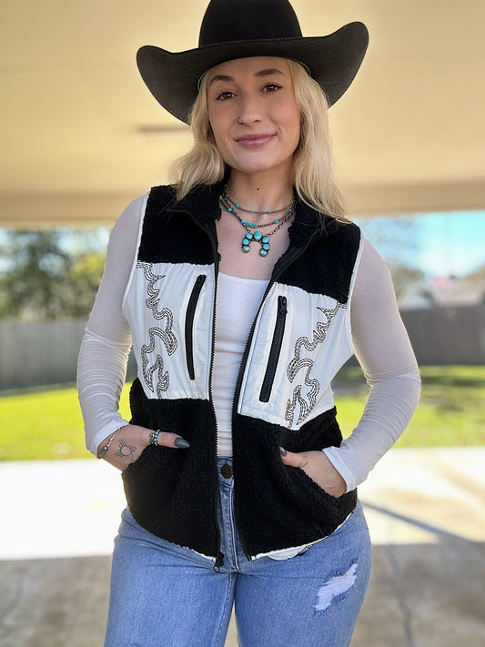 Boot Stitch Sherpa Vest
