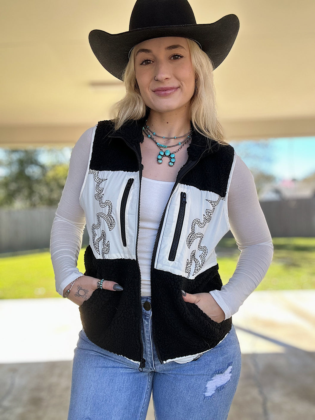 Boot Stitch Sherpa Vest