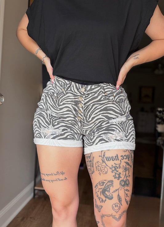 The Zebra Denim Shorts