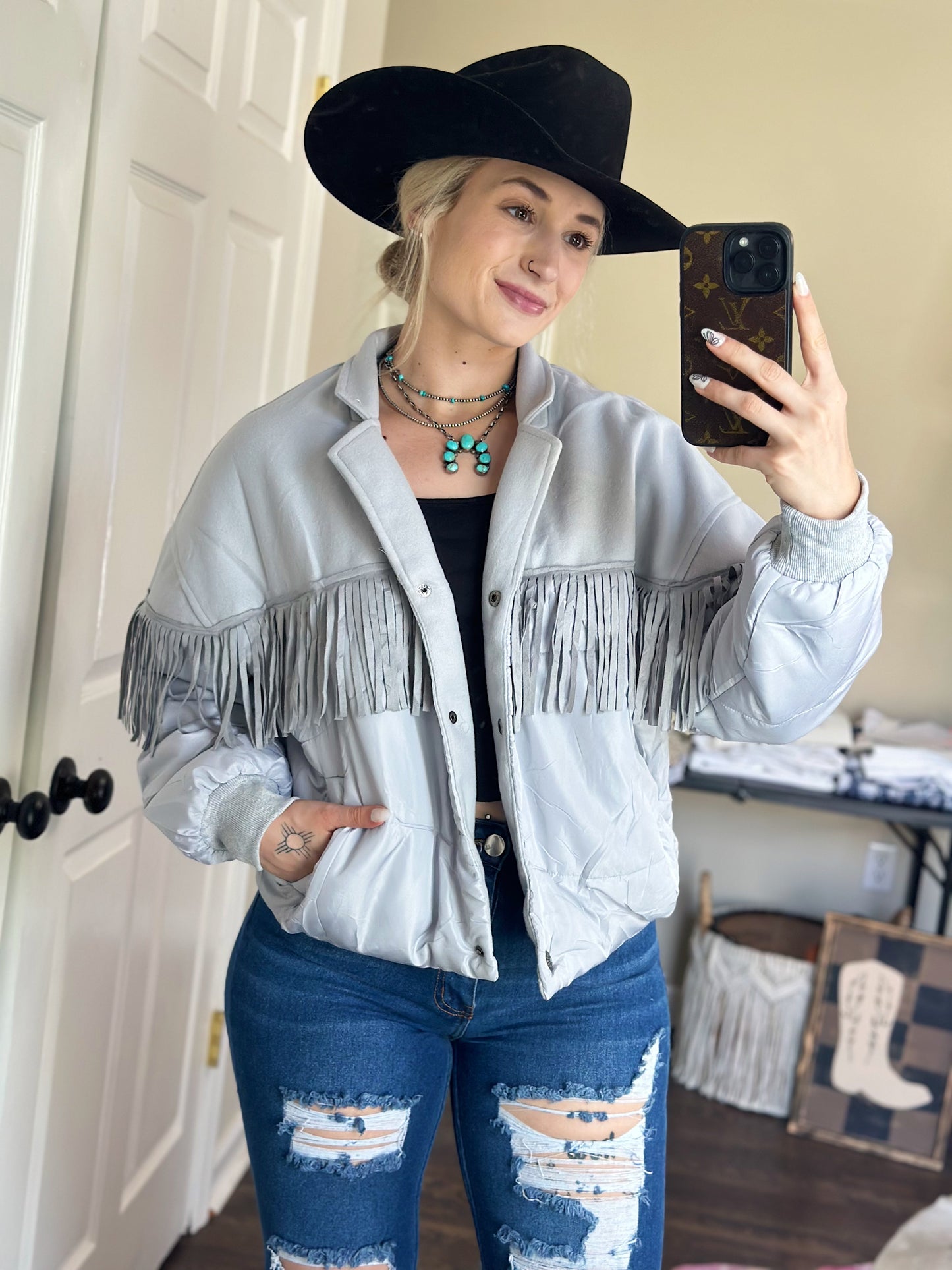 Fringe Puffer Jacket