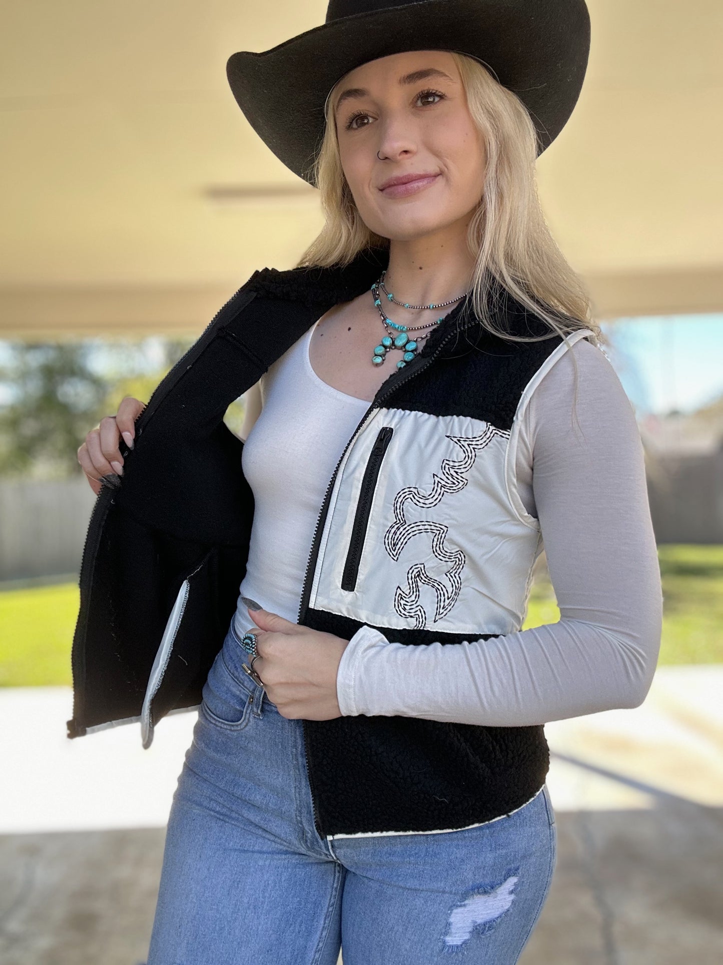 Boot Stitch Sherpa Vest