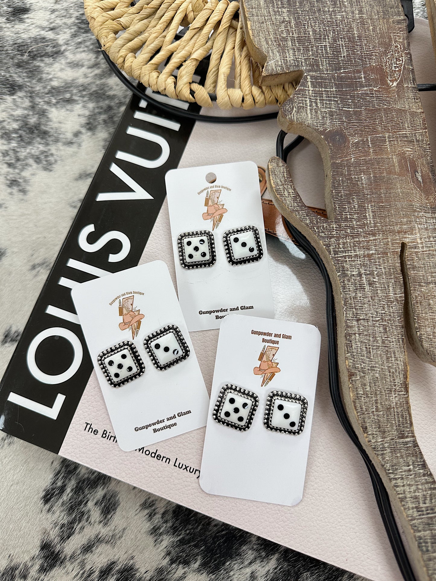 The Dice Studs (White)