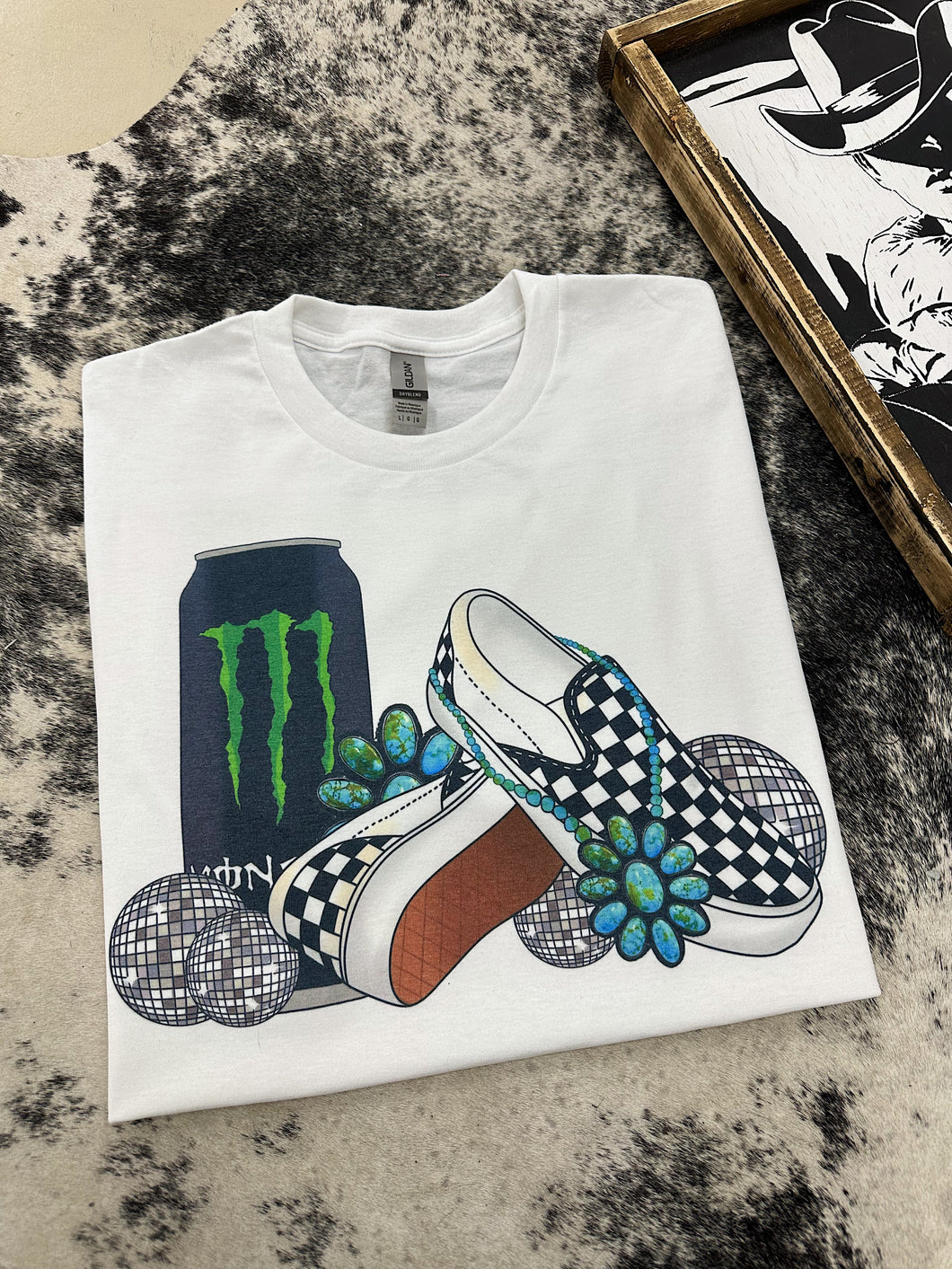 Turquoise & Monster TEE or CREWNECK