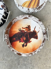 Load image into Gallery viewer, Painted Cowhide Tray - Cowboy
