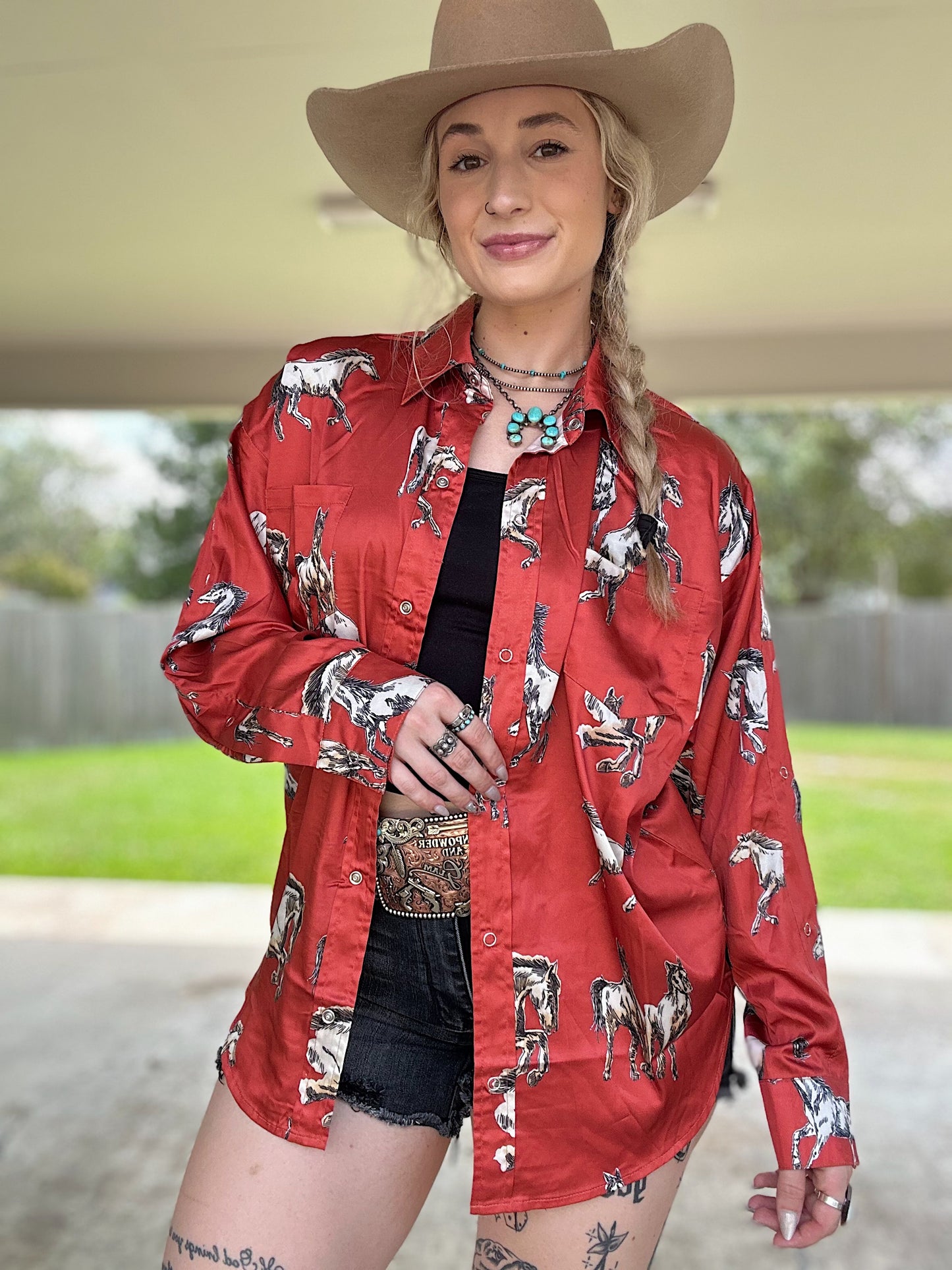 Wild Horses Button Down (Rust)