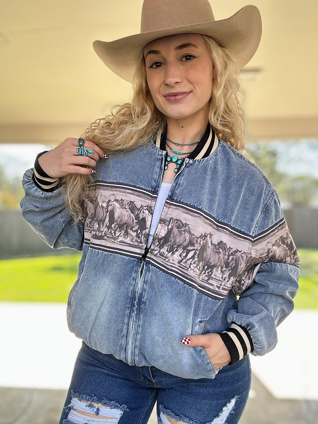 Horses Run Wild Bomber Jacket