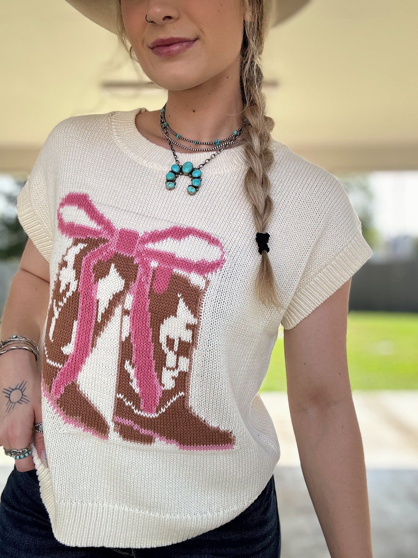 Boots & Bows Sleeveless Sweater