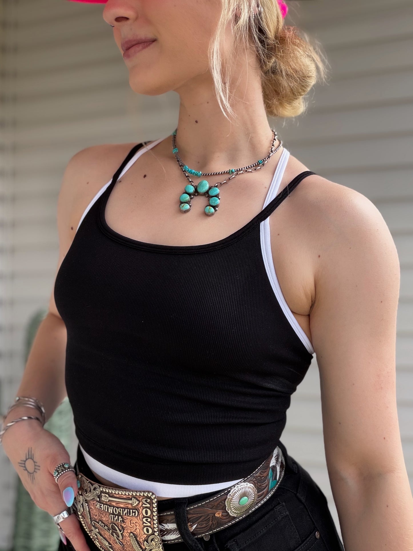 Contrast Layered Tank (Black)