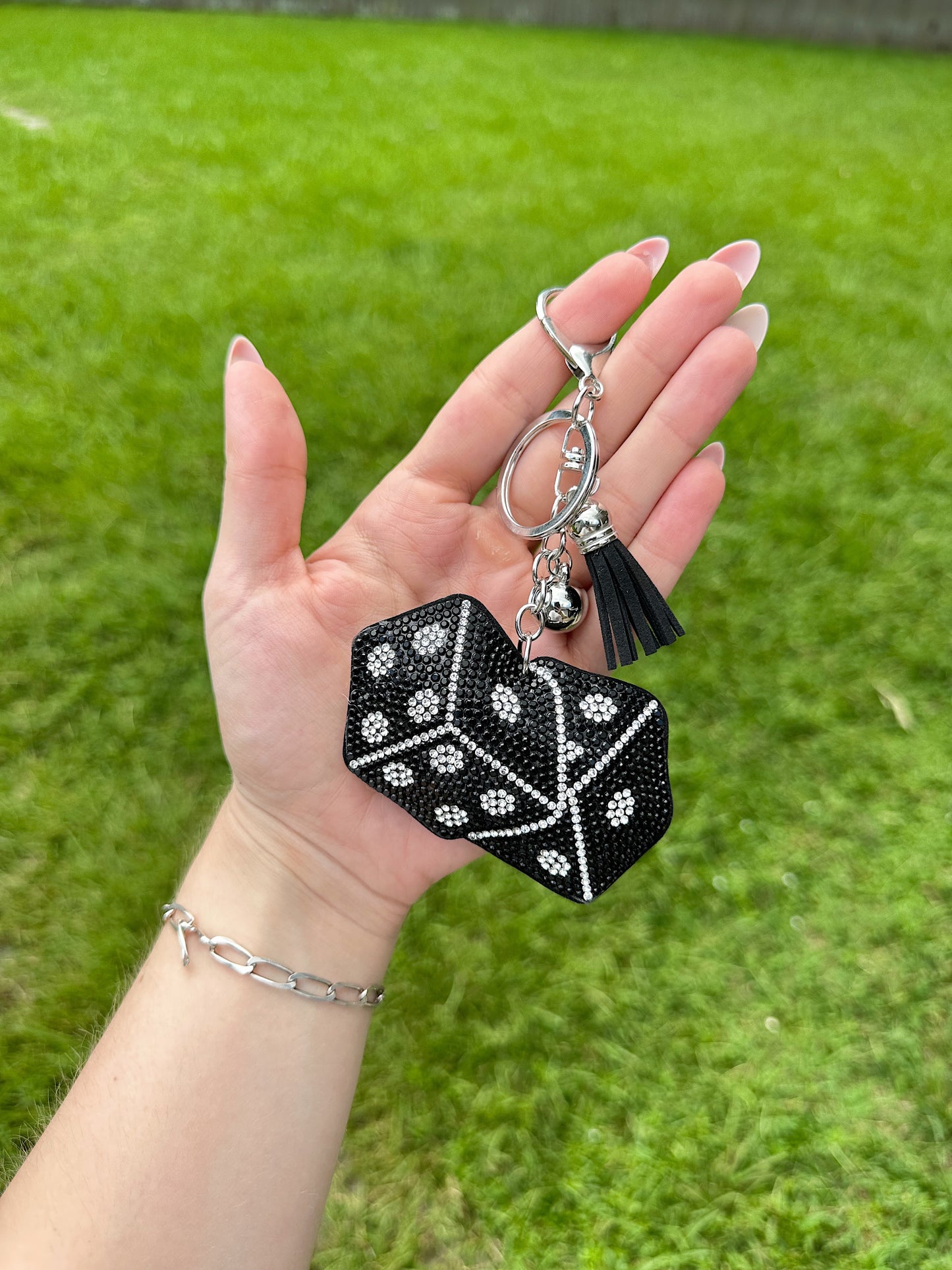 Rhinestone Dice Keychain