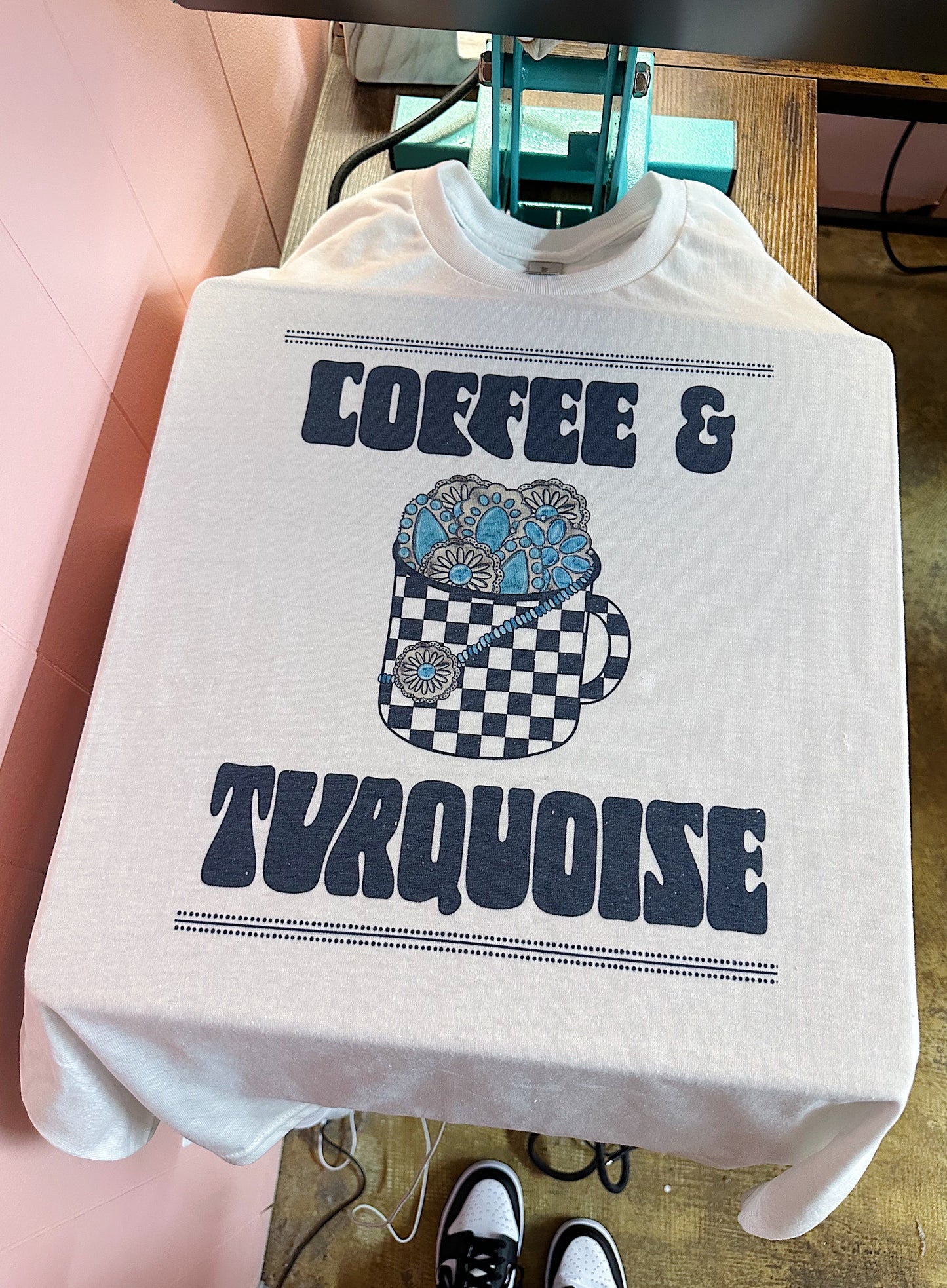 RTS Coffee & Turquoise Tee Large