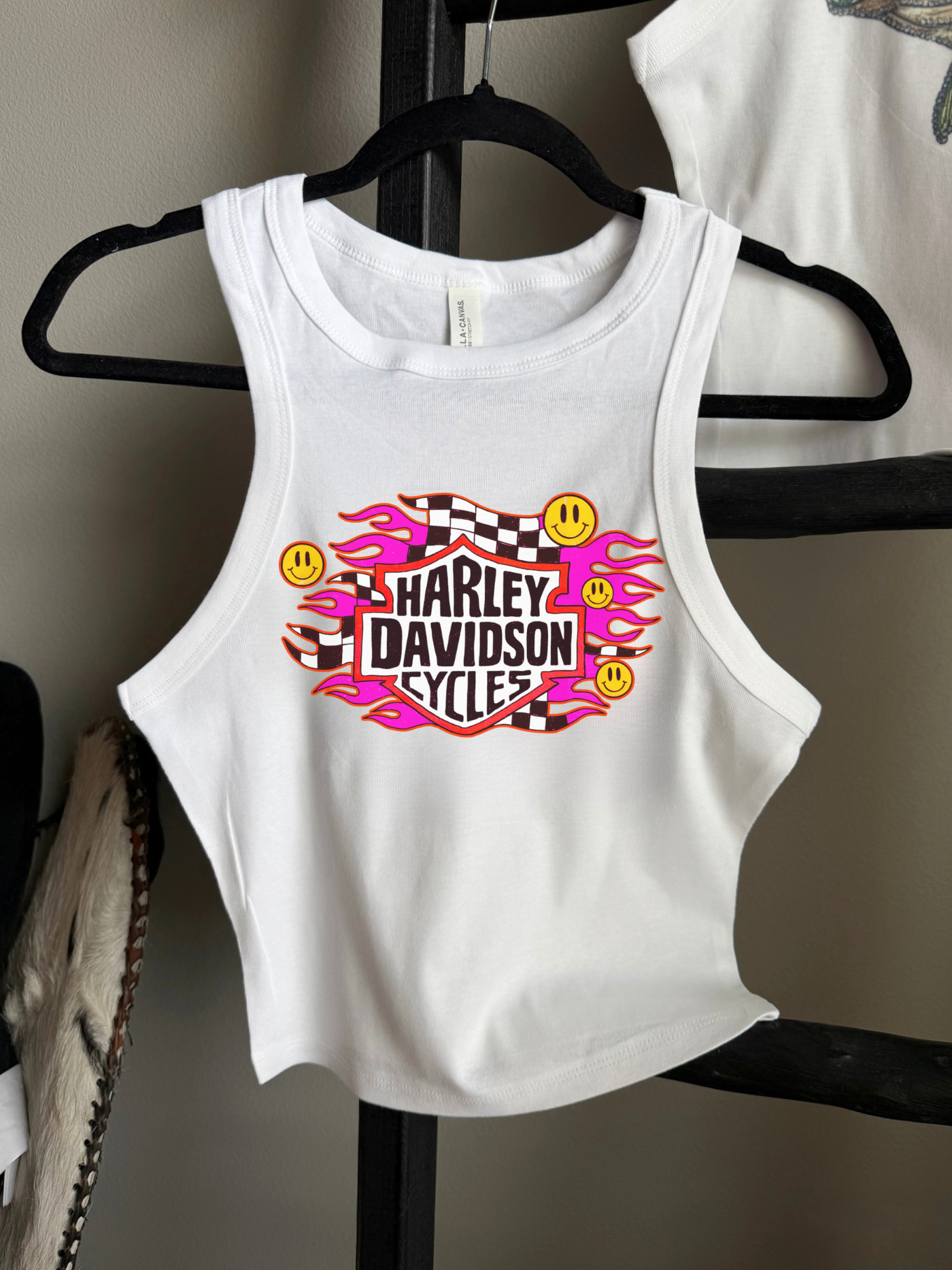 Smiley Face Harley Cropped Tank