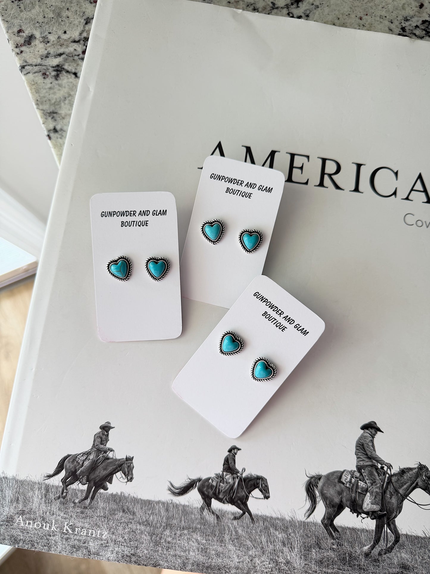 Turquoise Heart Studs