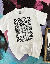 Load image into Gallery viewer, Zebra Skelly Hand TEE or CREWNECK
