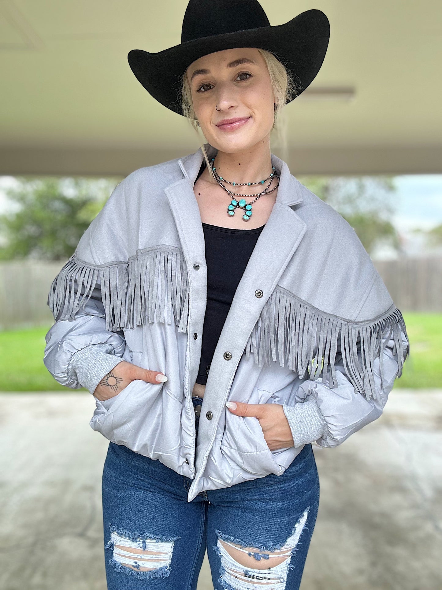 Fringe Puffer Jacket
