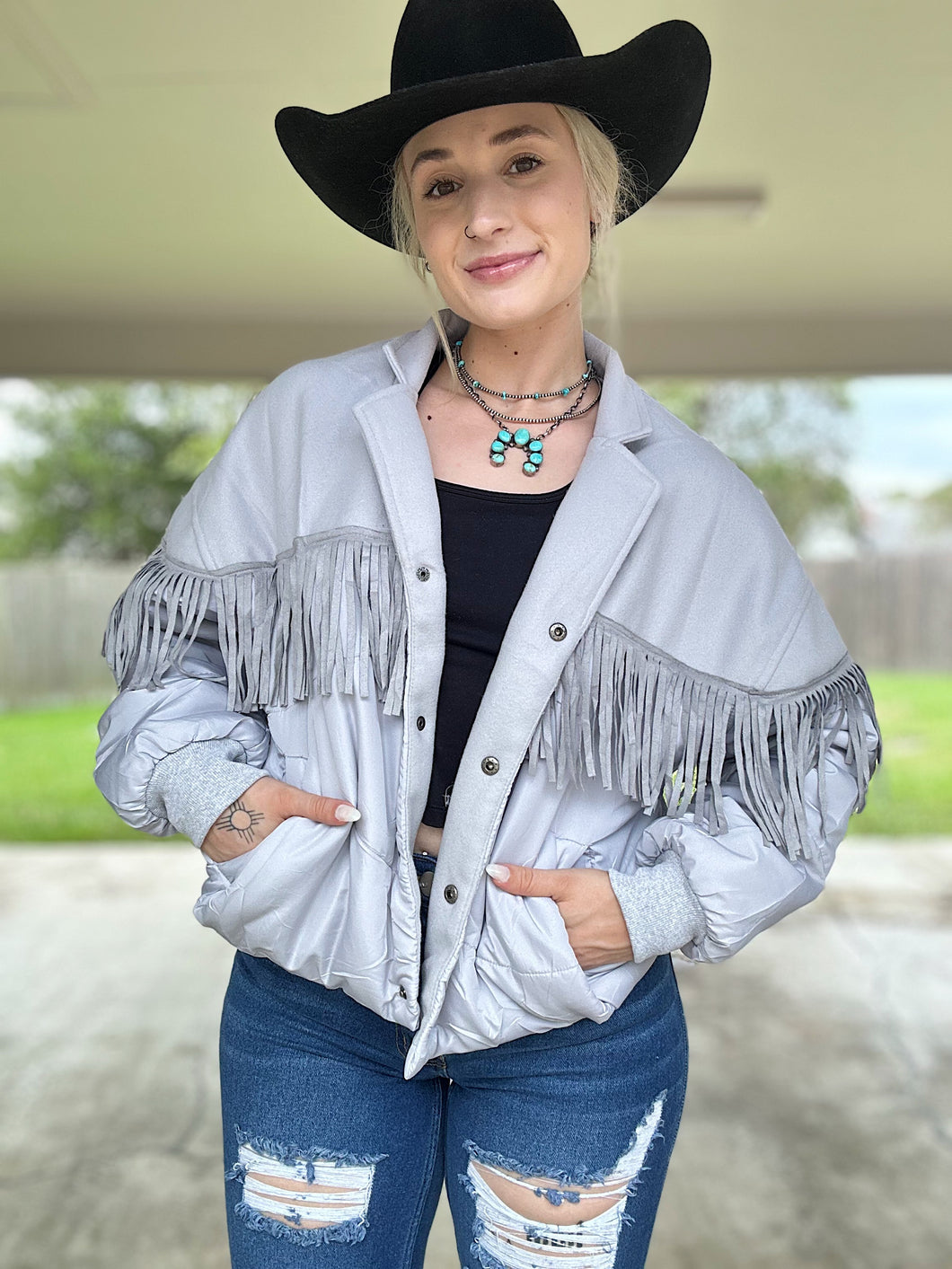 Fringe Puffer Jacket
