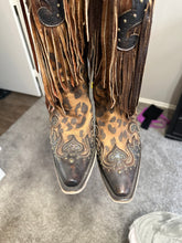 Load image into Gallery viewer, Corral Leopard Fringe Cowboy Boots Size 8.5
