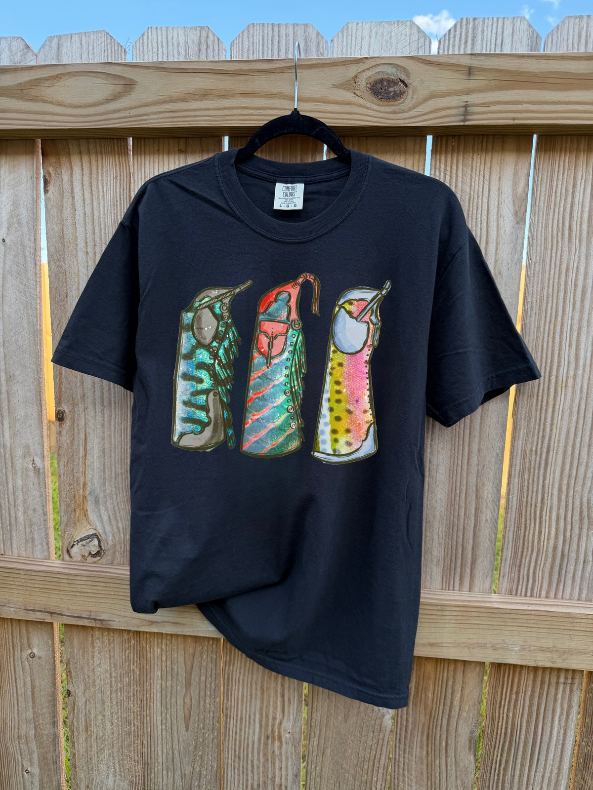 Fishie Print Chaps COMFORT COLORS TEE