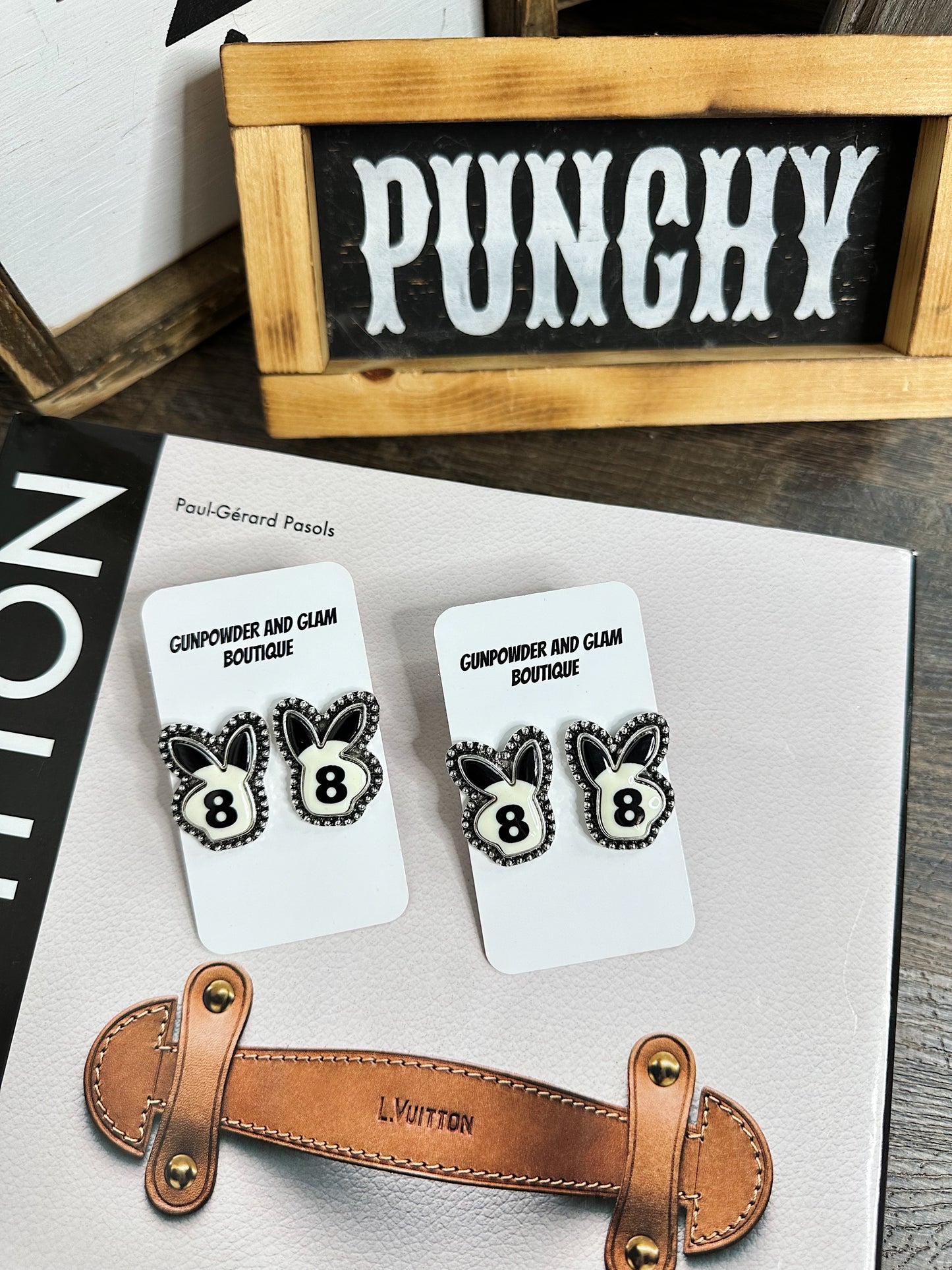 8 Ball Bunny Earrings