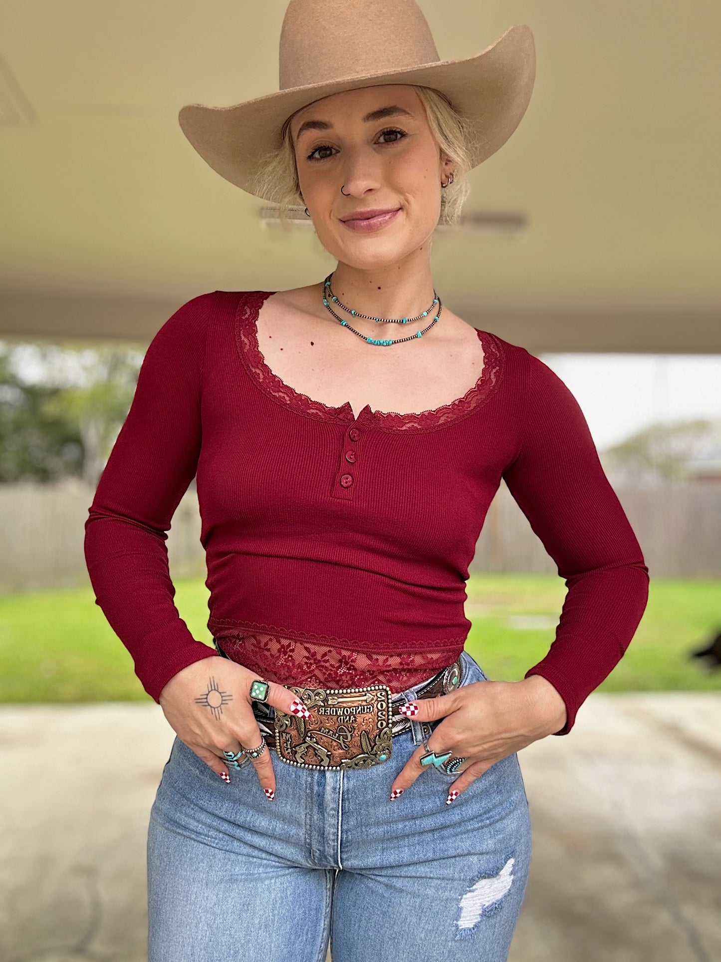 Lace Trim Long Sleeve
