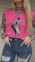 Load and play video in Gallery viewer, Hot Pink Cowboy Sleeveless Sweater
