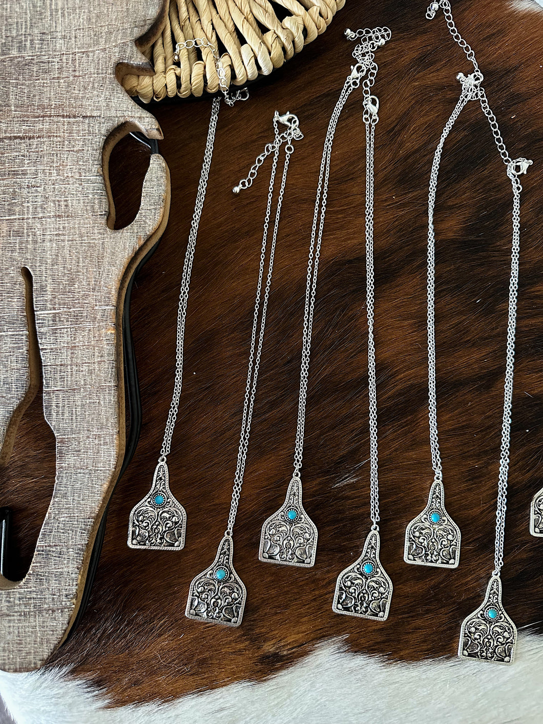 The Tooled Cattle Tag Necklace